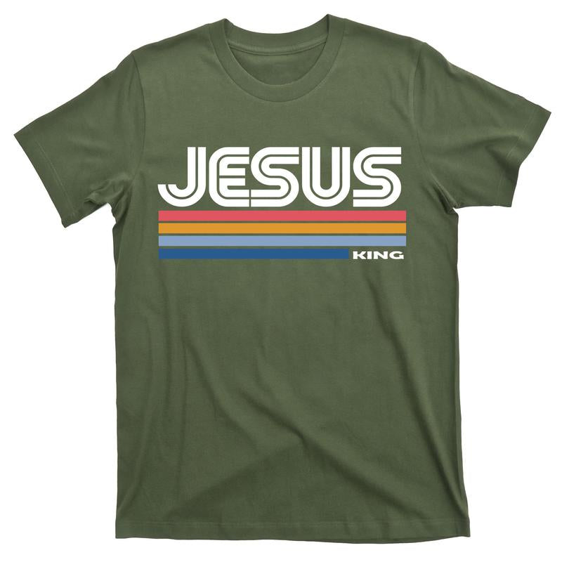 Retro Jesus King T-Shirt Cotton Menswear